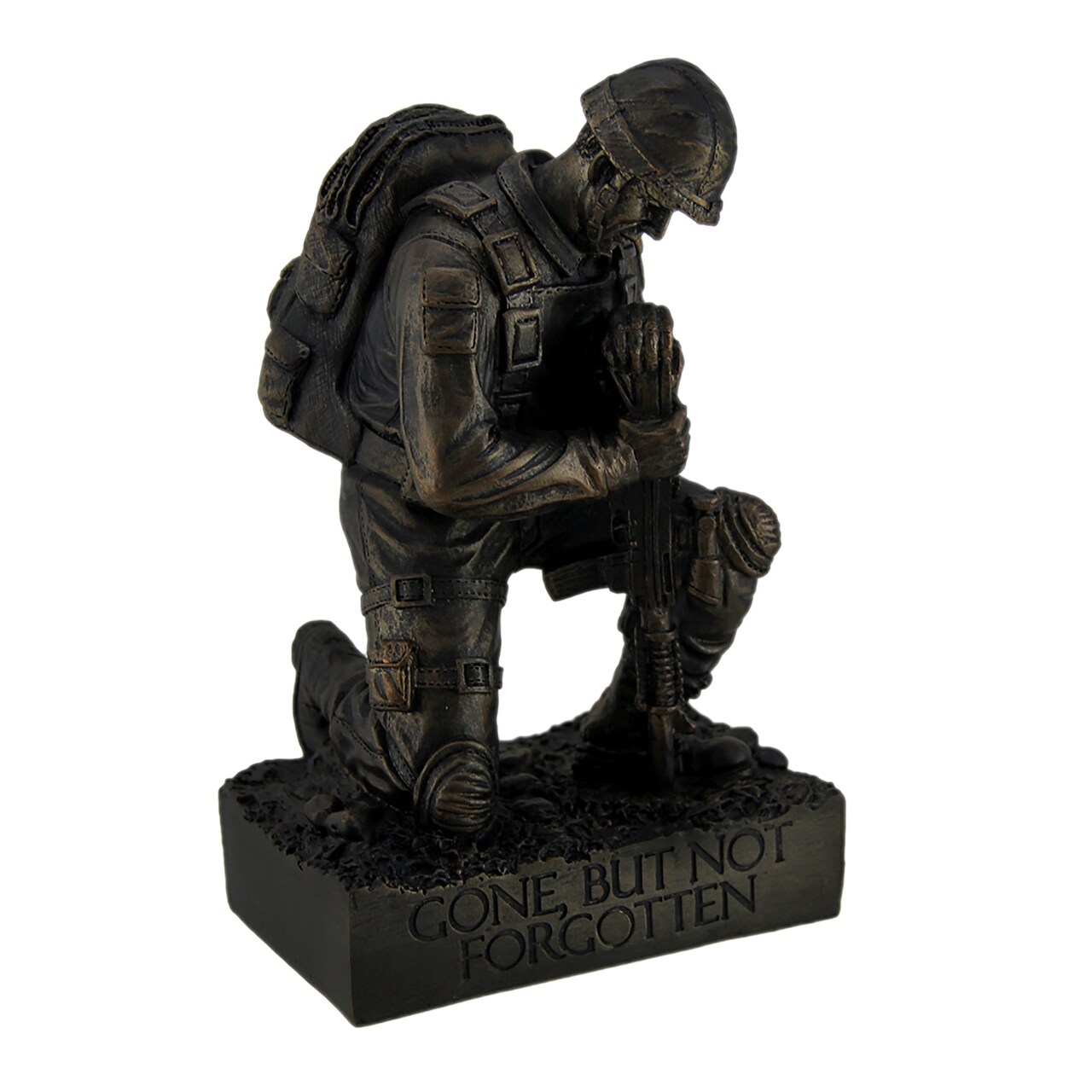 Silent Salute Kneeling Military Soldier with Rifle In Ground Statue